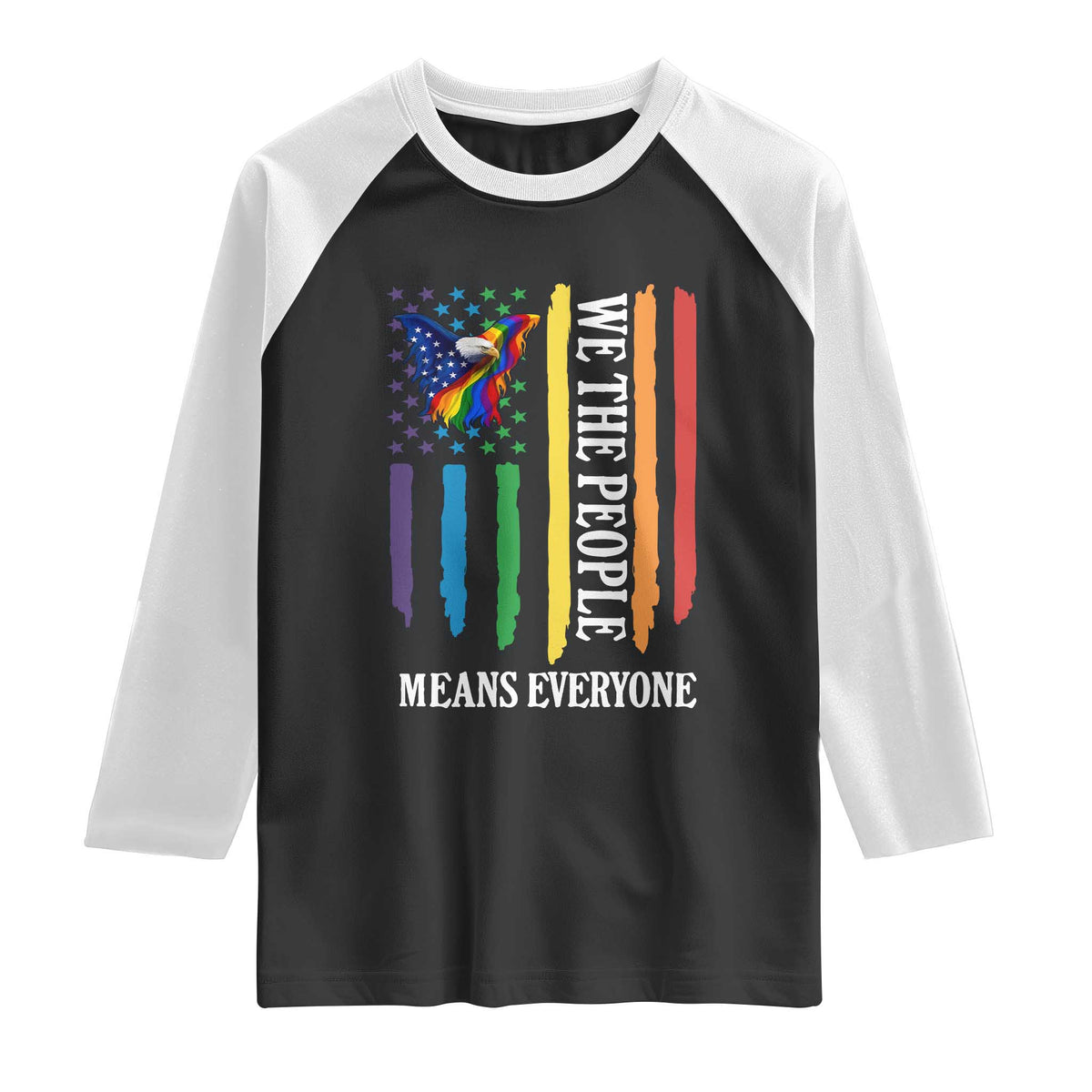 Patriotic Rainbow Pride American Eagle Raglan Shirt We The People LGBT Pride TS12 Black White Print Your Wear