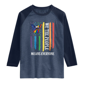 Patriotic Rainbow Pride American Eagle Raglan Shirt We The People LGBT Pride TS12 Heather Denim Navy Print Your Wear