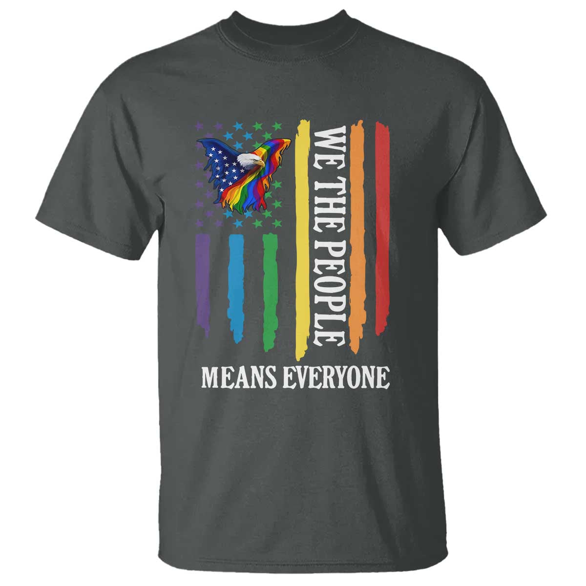 Patriotic Rainbow Pride American Eagle T Shirt We The People LGBT Pride TS12 Dark Heather Print Your Wear