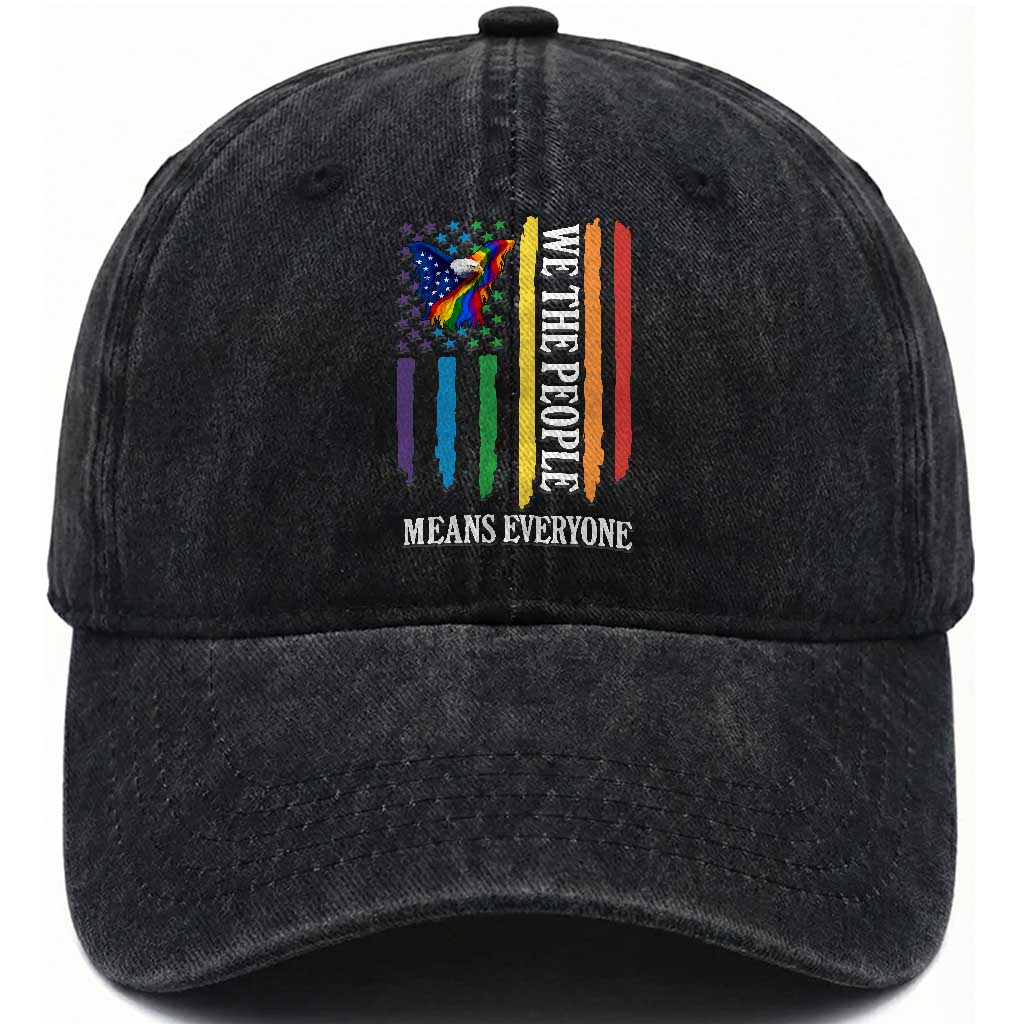 Patriotic Rainbow Pride American Eagle Washed Cotton Baseball Cap We The People LGBT Pride TS12 Print Your Wear