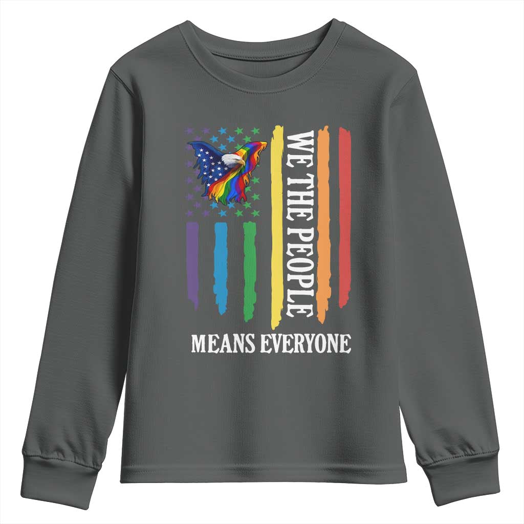 Patriotic Rainbow Pride American Eagle Youth Sweatshirt We The People LGBT Pride TS12 Dark Heather Print Your Wear
