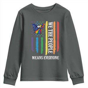 Patriotic Rainbow Pride American Eagle Youth Sweatshirt We The People LGBT Pride TS12 Dark Heather Print Your Wear