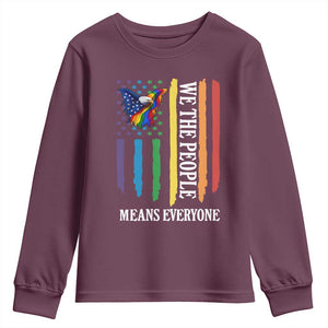 Patriotic Rainbow Pride American Eagle Youth Sweatshirt We The People LGBT Pride TS12 Maroon Print Your Wear