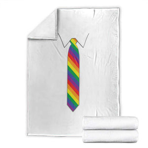 Funny Rainbow Striped Necktie Throw Blanket LGBT Pride Support Graphic TS12 White Print Your Wear