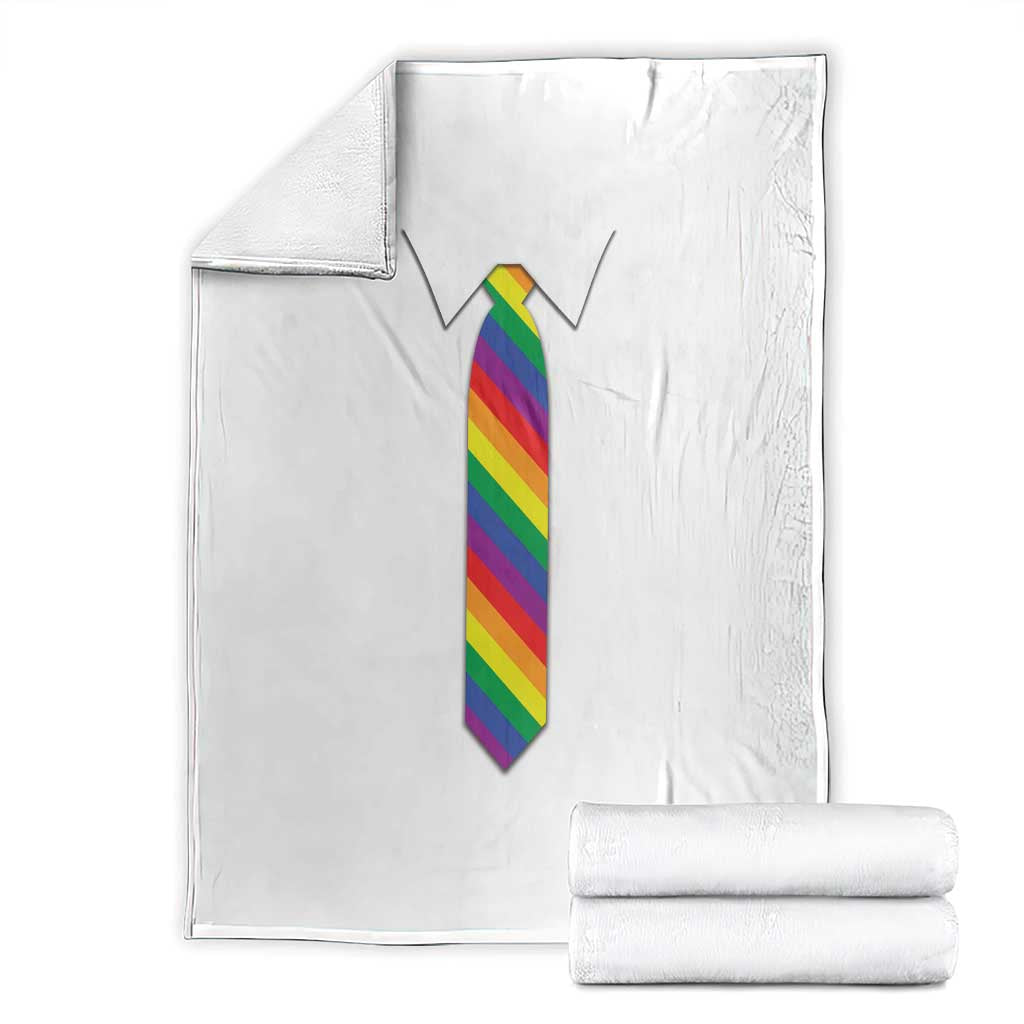 Funny Rainbow Striped Necktie Throw Blanket LGBT Pride Support Graphic TS12 White Print Your Wear