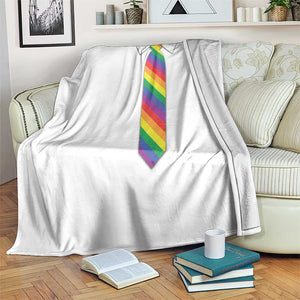Funny Rainbow Striped Necktie Throw Blanket LGBT Pride Support Graphic TS12 Print Your Wear
