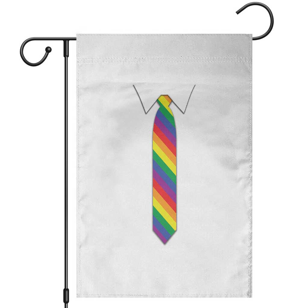 Funny Rainbow Striped Necktie Garden Flag LGBT Pride Support Graphic TS12 White Print Your Wear