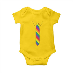 Funny Rainbow Striped Necktie Baby Onesie LGBT Pride Support Graphic TS12 Daisy Print Your Wear