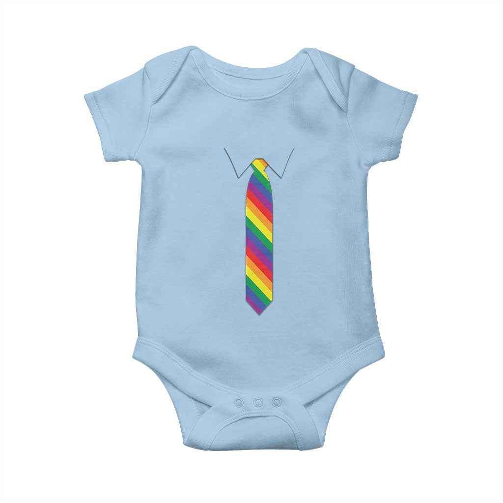 Funny Rainbow Striped Necktie Baby Onesie LGBT Pride Support Graphic TS12 Light Blue Print Your Wear