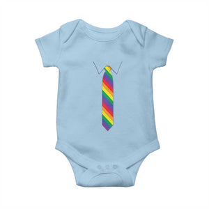 Funny Rainbow Striped Necktie Baby Onesie LGBT Pride Support Graphic TS12 Light Blue Print Your Wear