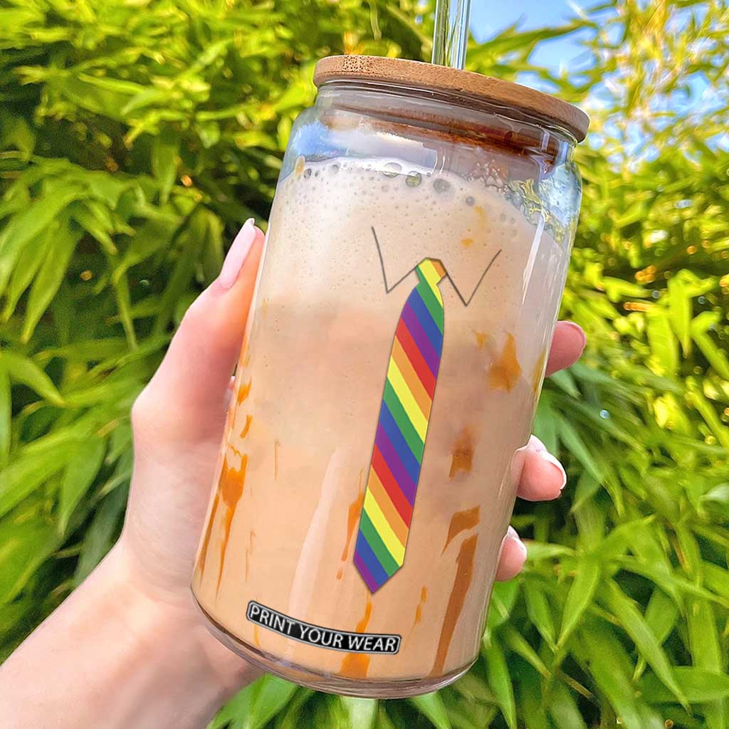 Funny Rainbow Striped Necktie Glass Can LGBT Pride Support Graphic TS12 White Print Your Wear