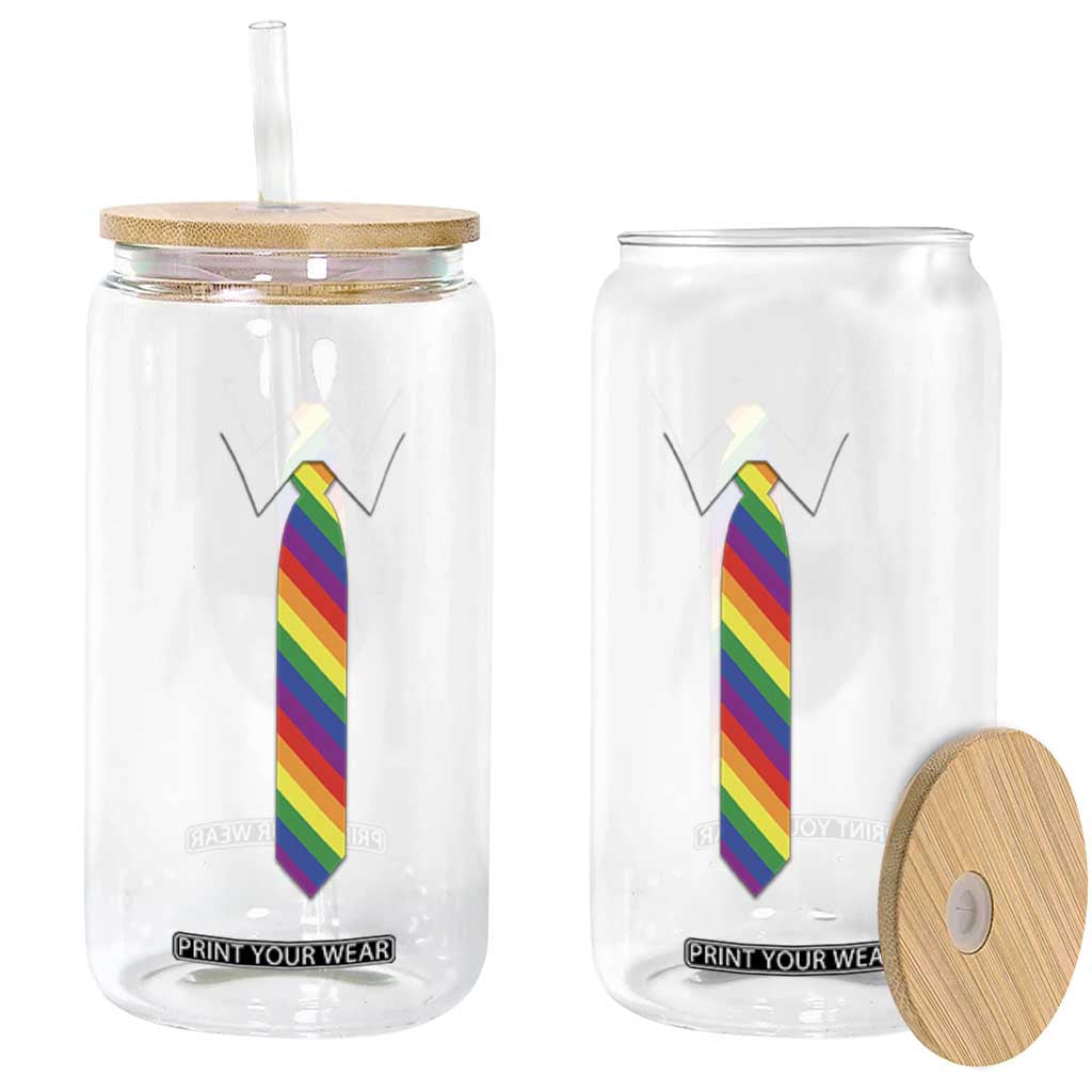 Funny Rainbow Striped Necktie Glass Can LGBT Pride Support Graphic TS12 Print Your Wear
