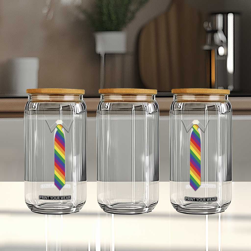 Funny Rainbow Striped Necktie Glass Can LGBT Pride Support Graphic TS12 Print Your Wear