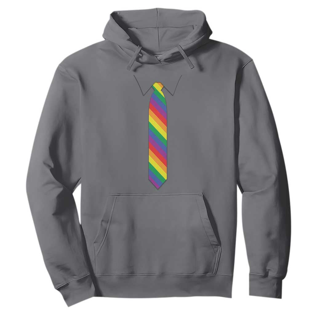 Funny Rainbow Striped Necktie Hoodie LGBT Pride Support Graphic TS12 Charcoal Print Your Wear