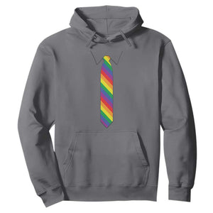 Funny Rainbow Striped Necktie Hoodie LGBT Pride Support Graphic TS12 Charcoal Print Your Wear
