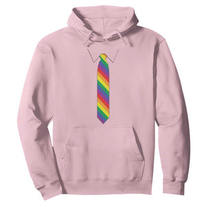 Funny Rainbow Striped Necktie Hoodie LGBT Pride Support Graphic TS12 Light Pink Print Your Wear