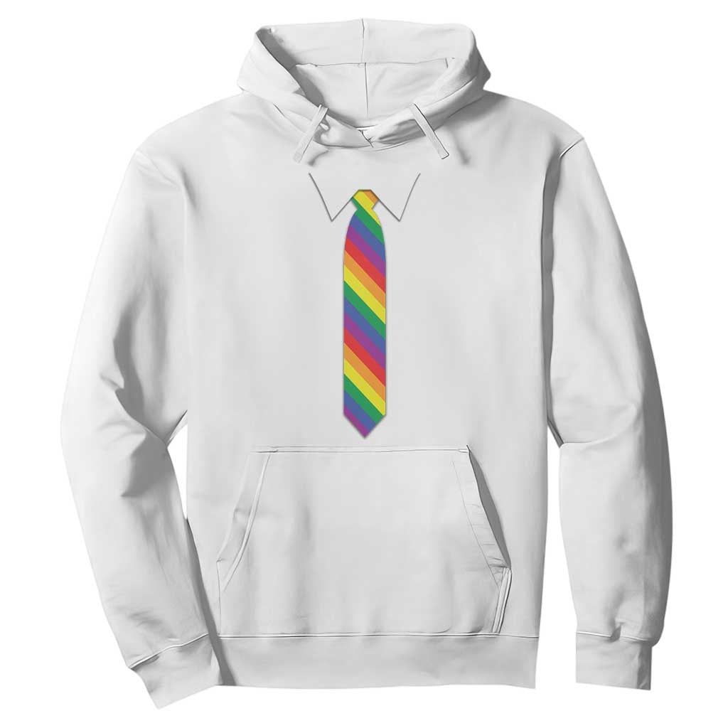 Funny Rainbow Striped Necktie Hoodie LGBT Pride Support Graphic TS12 White Print Your Wear