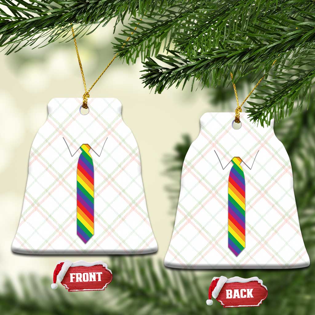 Funny Rainbow Striped Necktie Ceramic Ornament LGBT Pride Support Graphic TS12 Print Your Wear