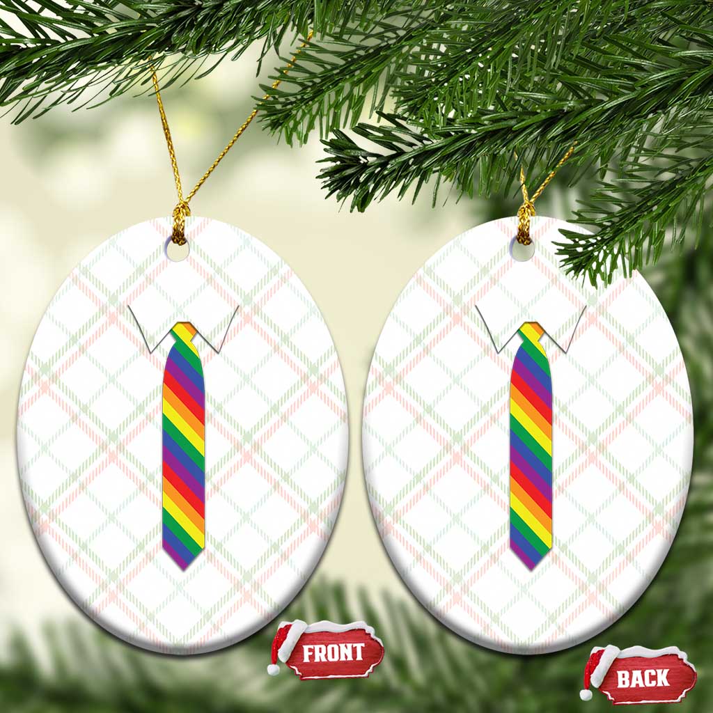 Funny Rainbow Striped Necktie Ceramic Ornament LGBT Pride Support Graphic TS12 Print Your Wear