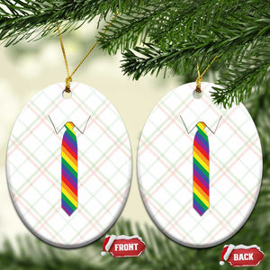 Funny Rainbow Striped Necktie Ceramic Ornament LGBT Pride Support Graphic TS12 Print Your Wear