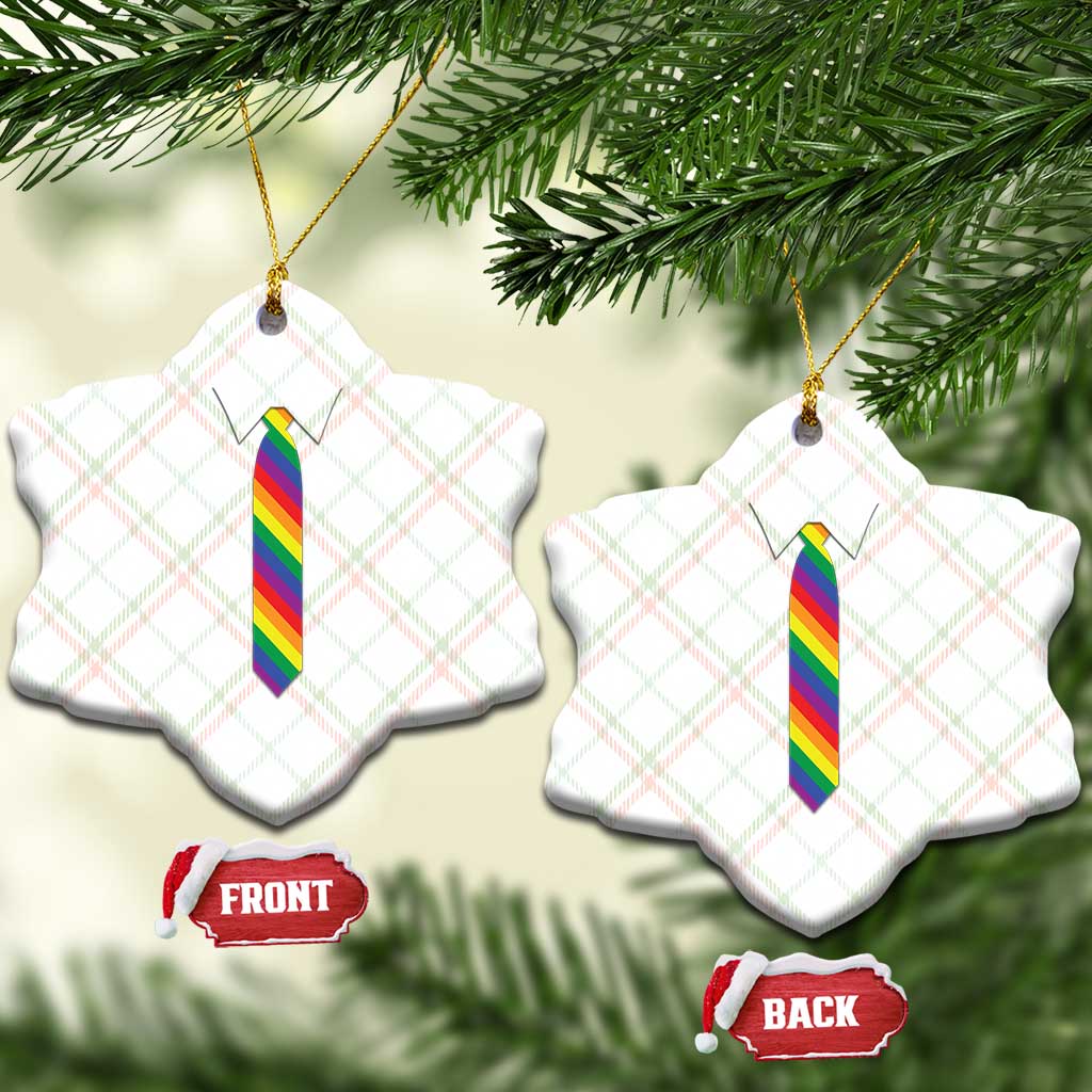 Funny Rainbow Striped Necktie Ceramic Ornament LGBT Pride Support Graphic TS12 Print Your Wear