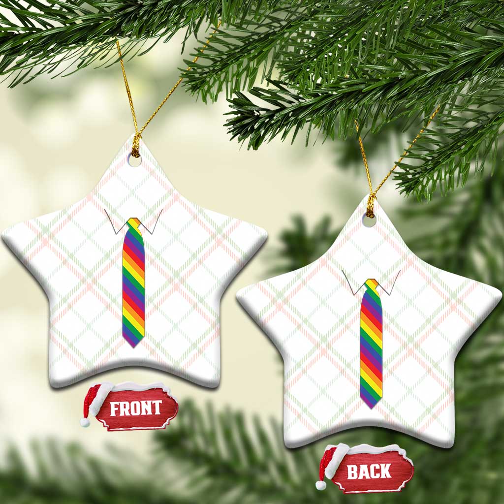 Funny Rainbow Striped Necktie Ceramic Ornament LGBT Pride Support Graphic TS12 Print Your Wear