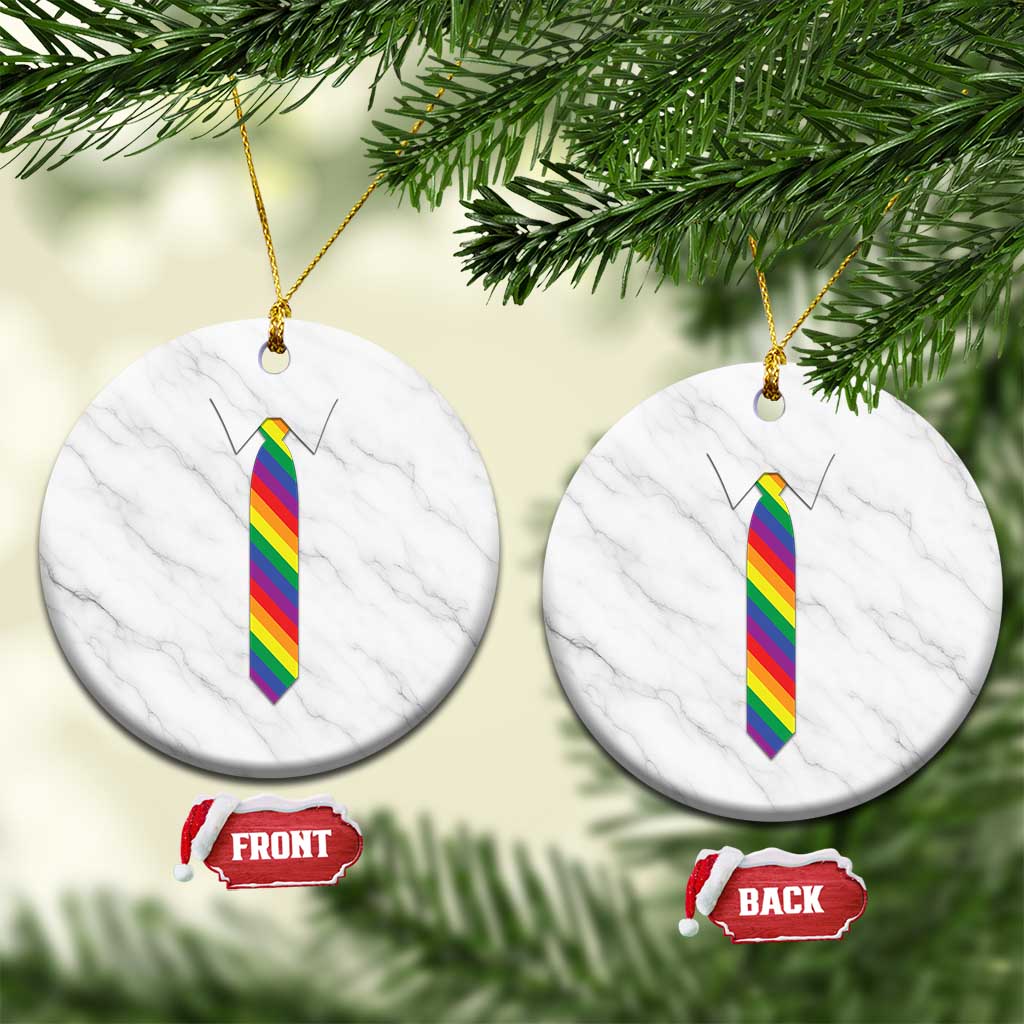 Funny Rainbow Striped Necktie Ceramic Ornament LGBT Pride Support Graphic TS12 1pc White Marble Print Your Wear