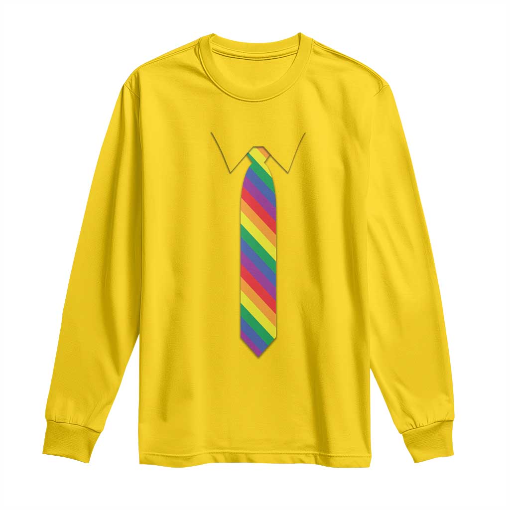 Funny Rainbow Striped Necktie Long Sleeve Shirt LGBT Pride Support Graphic TS12 Daisy Print Your Wear
