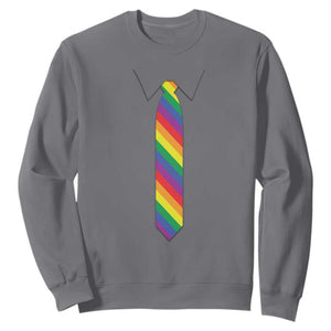 Funny Rainbow Striped Necktie Sweatshirt LGBT Pride Support Graphic TS12 Charcoal Print Your Wear