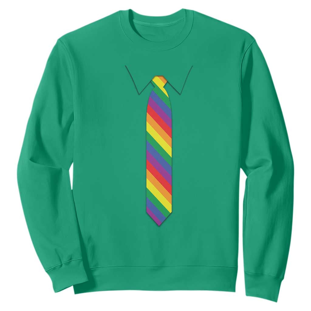 Funny Rainbow Striped Necktie Sweatshirt LGBT Pride Support Graphic TS12 Irish Green Print Your Wear