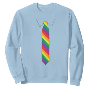 Funny Rainbow Striped Necktie Sweatshirt LGBT Pride Support Graphic TS12 Light Blue Print Your Wear