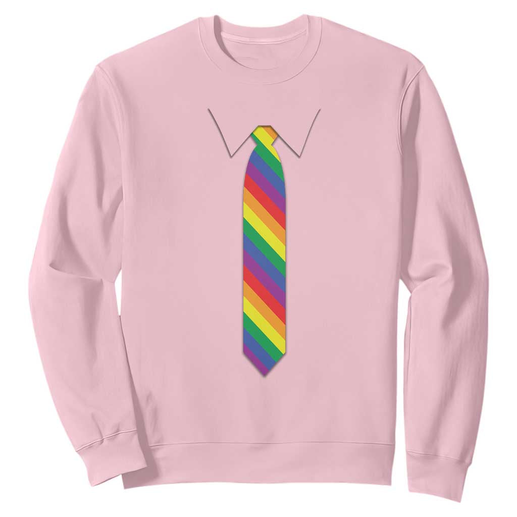 Funny Rainbow Striped Necktie Sweatshirt LGBT Pride Support Graphic TS12 Light Pink Print Your Wear