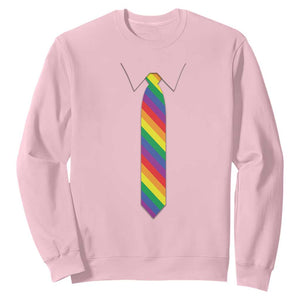 Funny Rainbow Striped Necktie Sweatshirt LGBT Pride Support Graphic TS12 Light Pink Print Your Wear