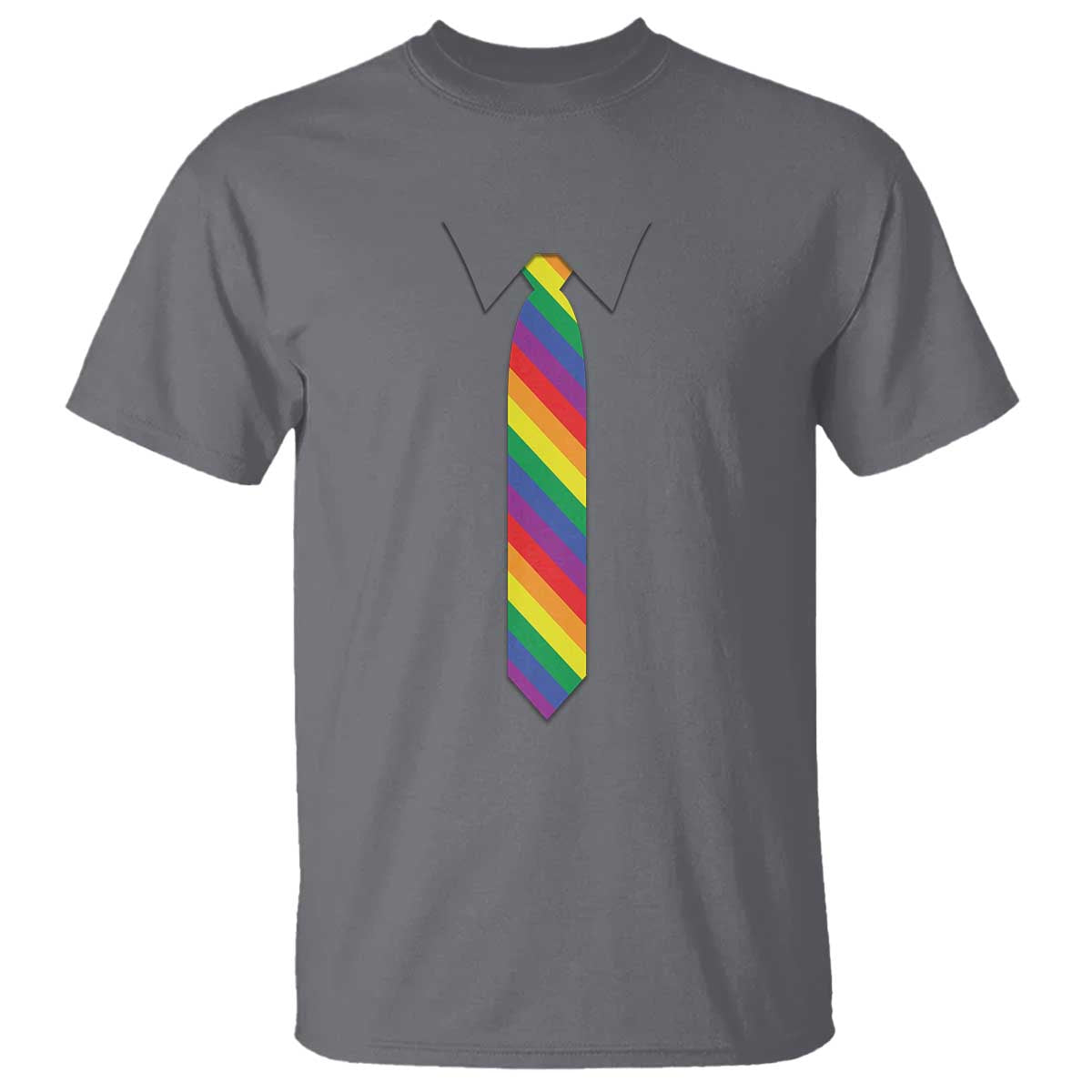 Funny Rainbow Striped Necktie T Shirt LGBT Pride Support Graphic TS12 Charcoal Print Your Wear