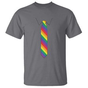 Funny Rainbow Striped Necktie T Shirt LGBT Pride Support Graphic TS12 Charcoal Print Your Wear