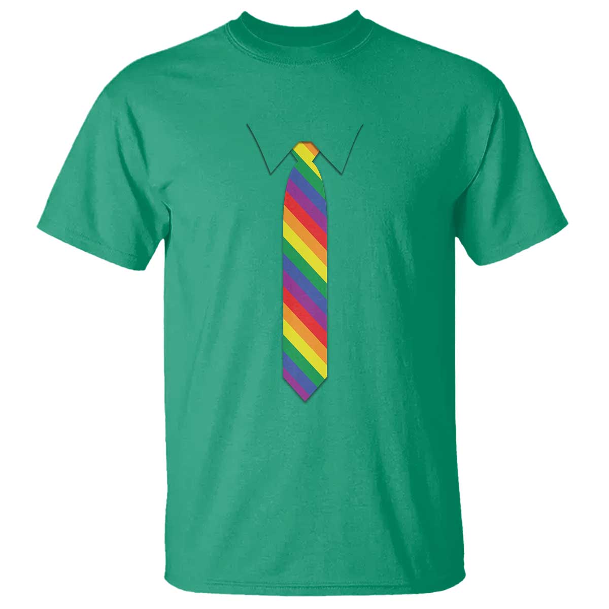 Funny Rainbow Striped Necktie T Shirt LGBT Pride Support Graphic TS12 Irish Green Print Your Wear