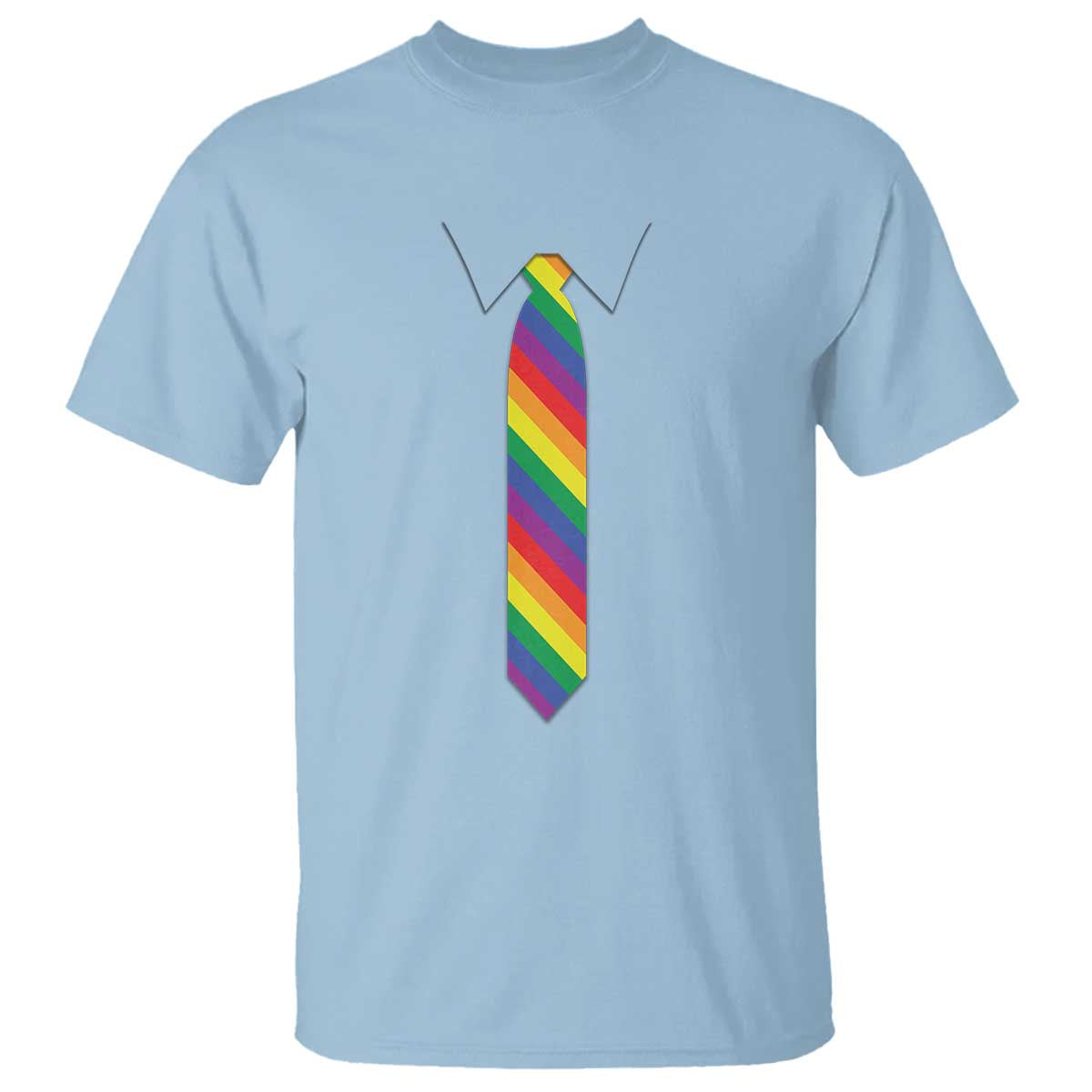 Funny Rainbow Striped Necktie T Shirt LGBT Pride Support Graphic TS12 Light Blue Print Your Wear