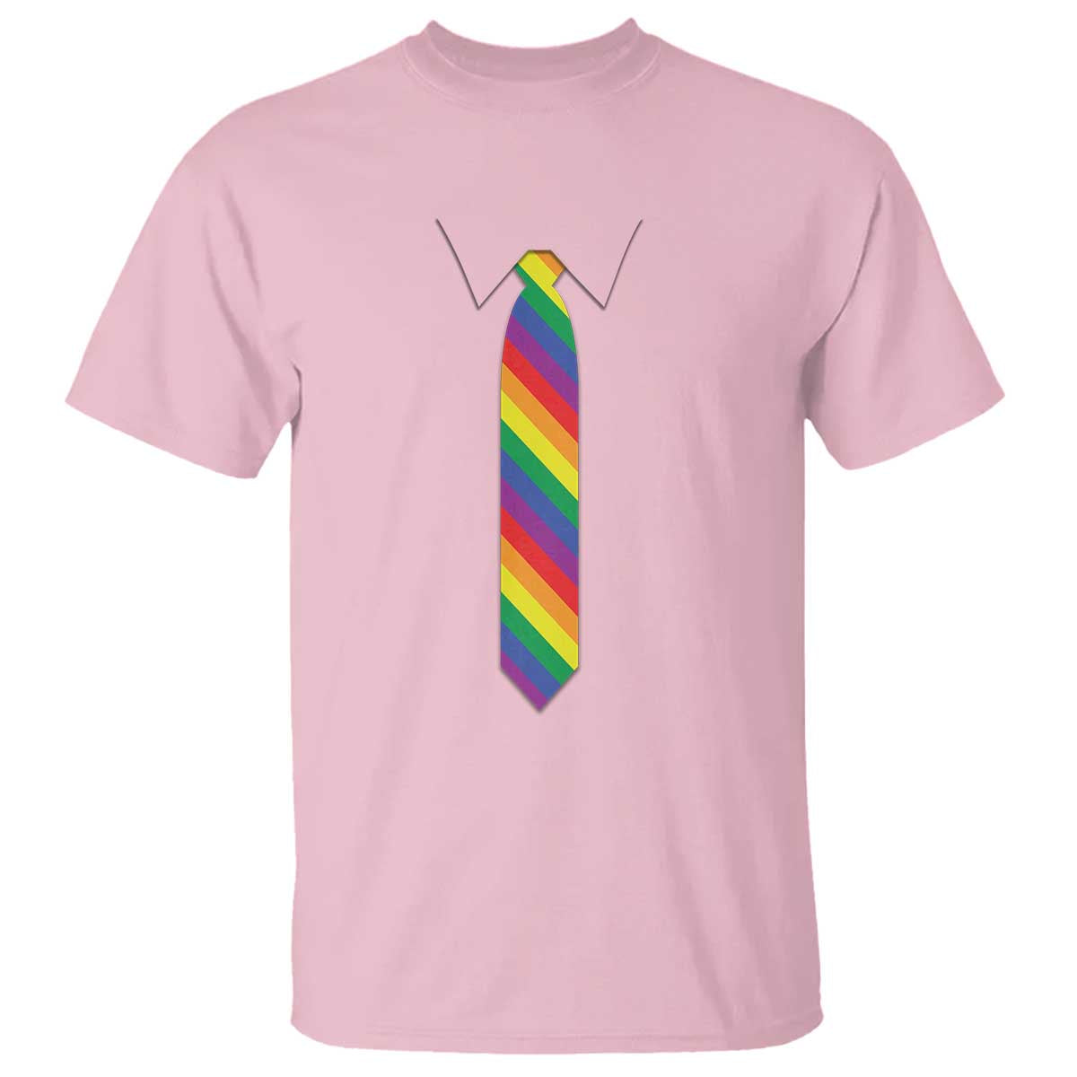 Funny Rainbow Striped Necktie T Shirt LGBT Pride Support Graphic TS12 Light Pink Print Your Wear
