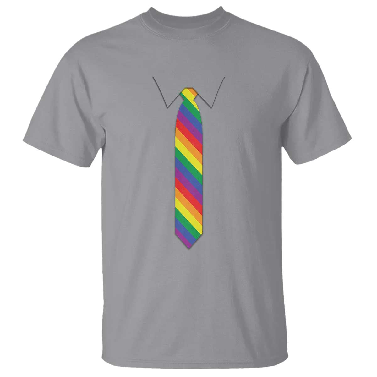 Funny Rainbow Striped Necktie T Shirt LGBT Pride Support Graphic TS12 Sport Gray Print Your Wear