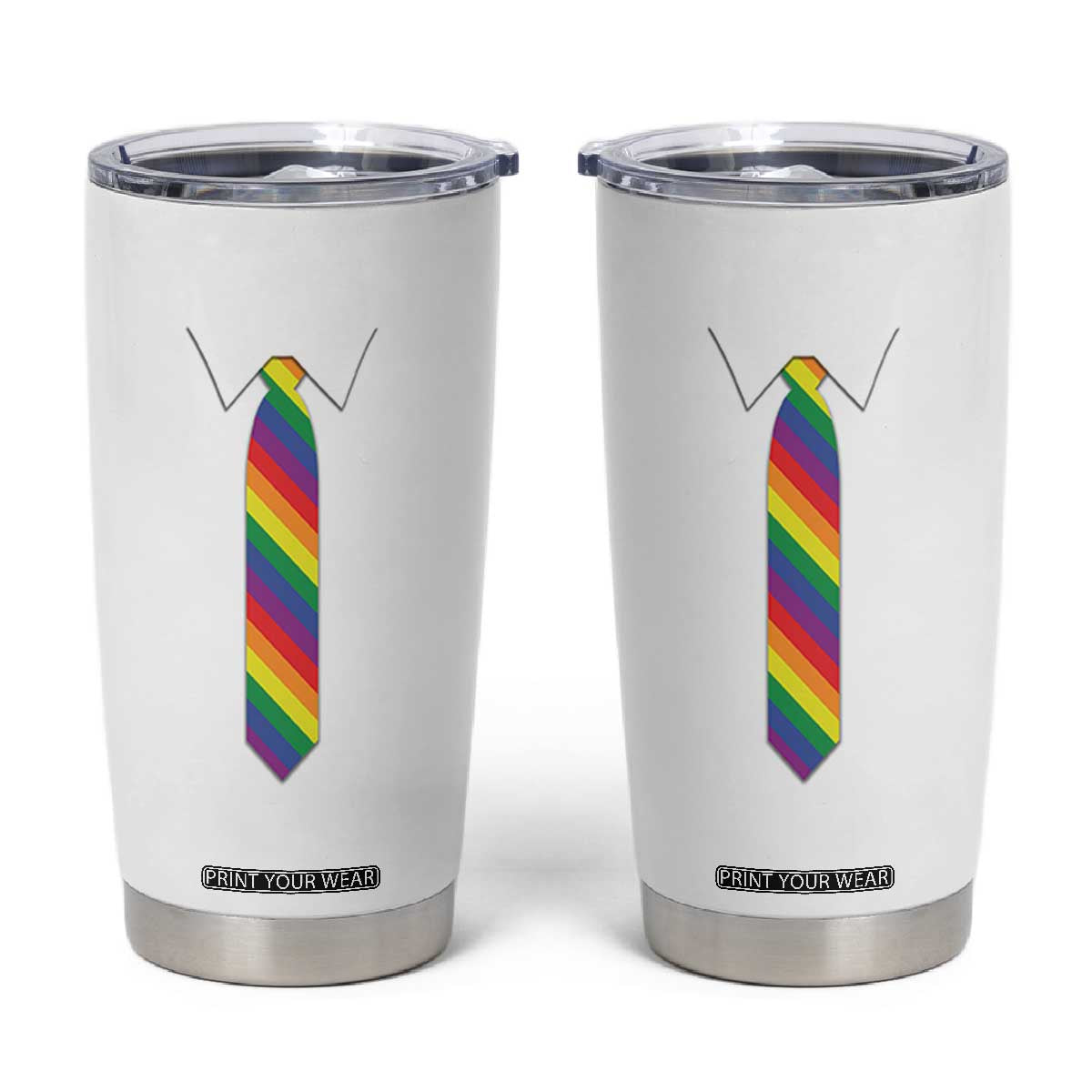 Funny Rainbow Striped Necktie Tumbler Cup LGBT Pride Support Graphic TS12 White Print Your Wear