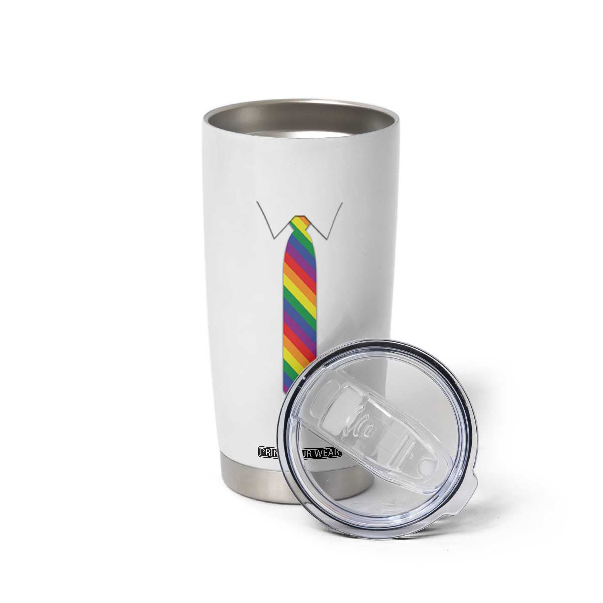 Funny Rainbow Striped Necktie Tumbler Cup LGBT Pride Support Graphic TS12 Print Your Wear