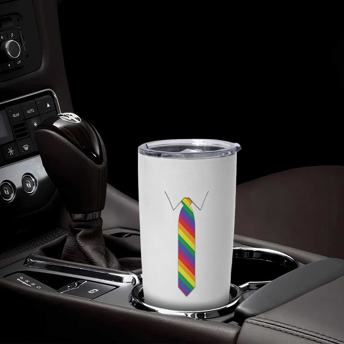 Funny Rainbow Striped Necktie Tumbler Cup LGBT Pride Support Graphic TS12 Print Your Wear