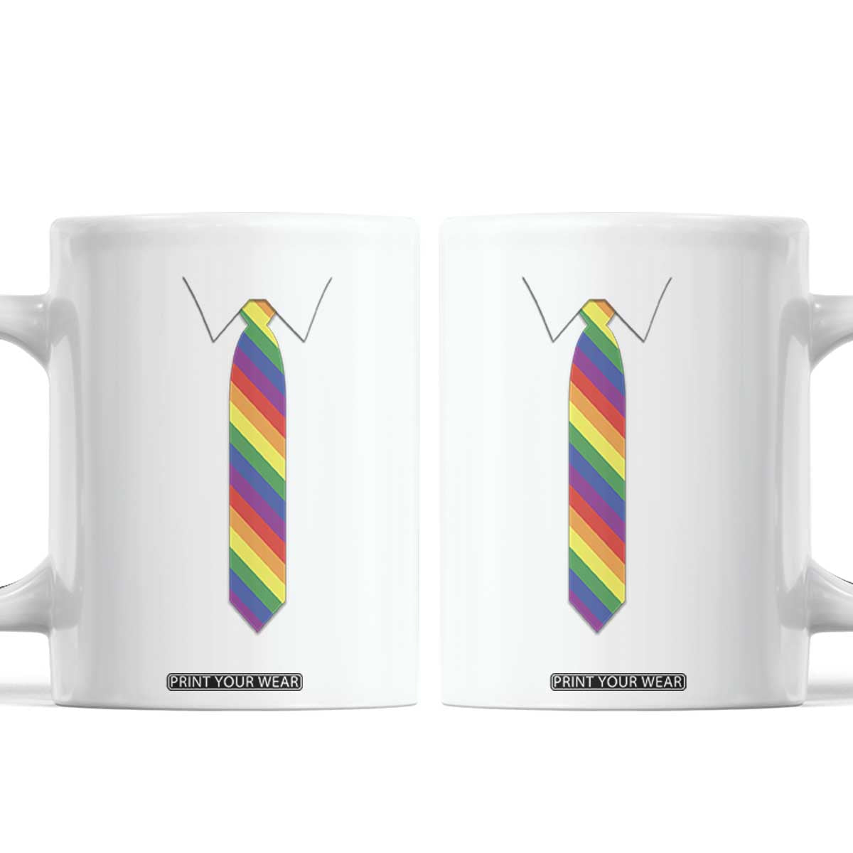Funny Rainbow Striped Necktie Coffee Mug LGBT Pride Support Graphic TS12 White Print Your Wear