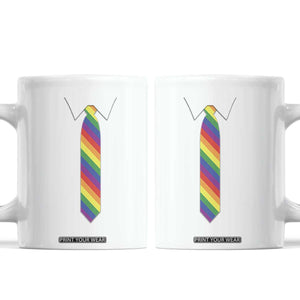 Funny Rainbow Striped Necktie Coffee Mug LGBT Pride Support Graphic TS12 White Print Your Wear