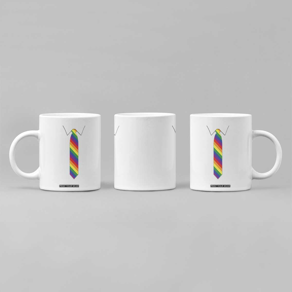 Funny Rainbow Striped Necktie Coffee Mug LGBT Pride Support Graphic TS12 Print Your Wear