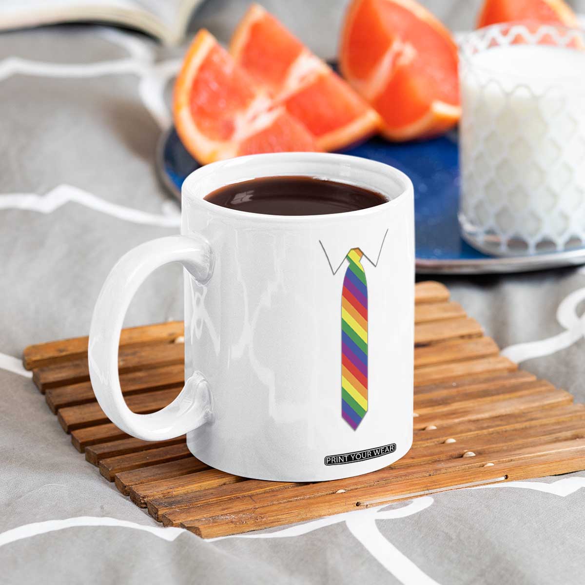 Funny Rainbow Striped Necktie Coffee Mug LGBT Pride Support Graphic TS12 Print Your Wear