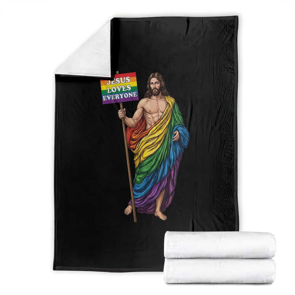 Christian LGBTQ Support Throw Blanket Jesus Loves Everyone TS12 Black Print Your Wear