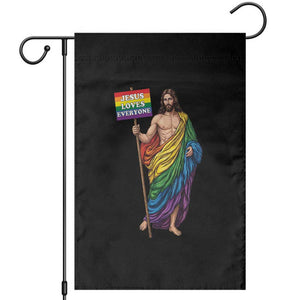 Christian LGBTQ Support Garden Flag Jesus Loves Everyone TS12 Black Print Your Wear