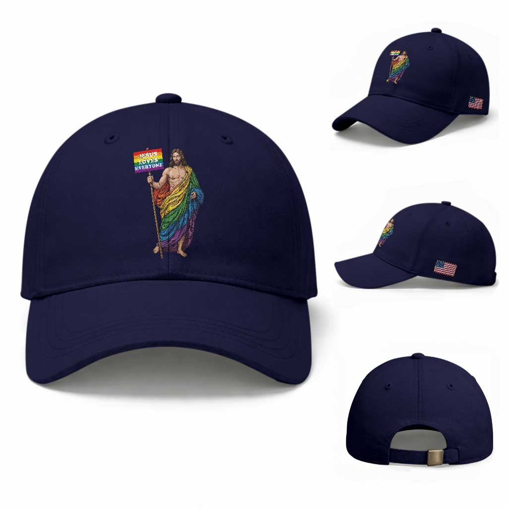 Christian LGBTQ Support Baseball Cap Jesus Loves Everyone TS12 Baseball Cap Universal Fit Dark Blue Print Your Wear