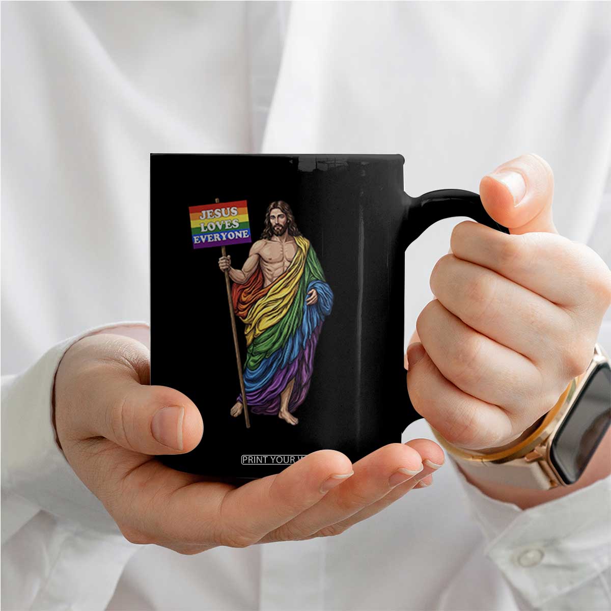 Christian LGBTQ Support Coffee Mug Jesus Loves Everyone TS12 Print Your Wear